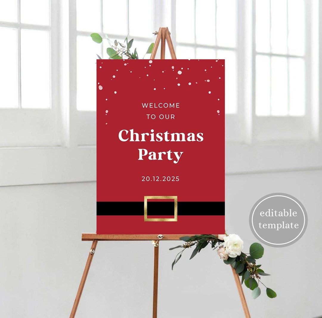 Kids Christmas Party Welcome Sign, Santa Christmas Party Welcome Sign ...