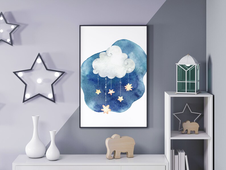 Cloud Nursery Wall Art Baby Boy Nursery Prints Cloud and Etsy