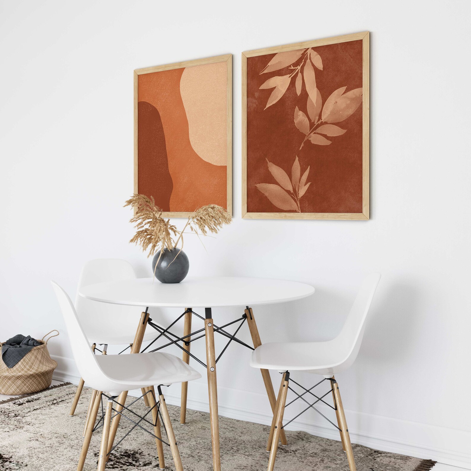 Burnt Orange Wall Art Set of 2 Terracotta Wall Art Mid Etsy