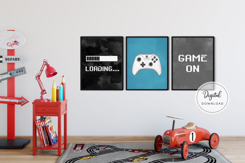 Gaming Wall Art Set of 3 Video Game Wall Art Gaming Prints