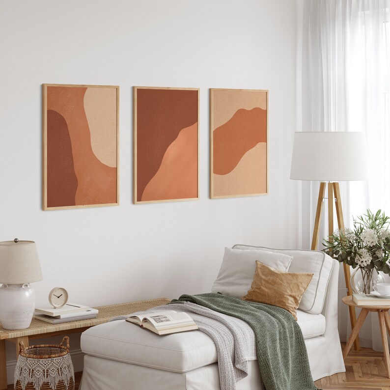 Burnt Orange Prints Set Terracotta Wall Art Burnt Orange Etsy