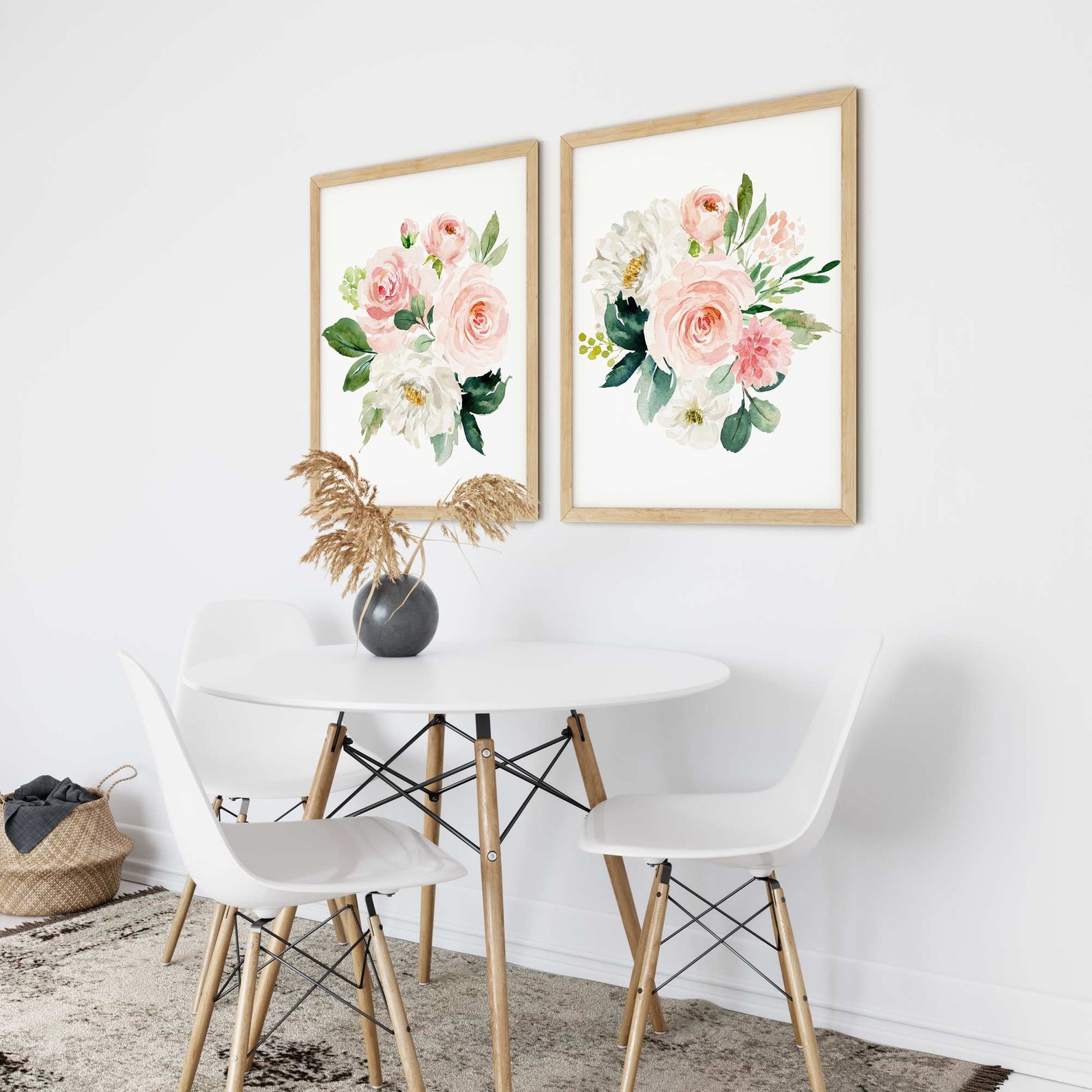 Pink Floral Prints Blush Wall Art Set of 2 Floral Wall Art Etsy