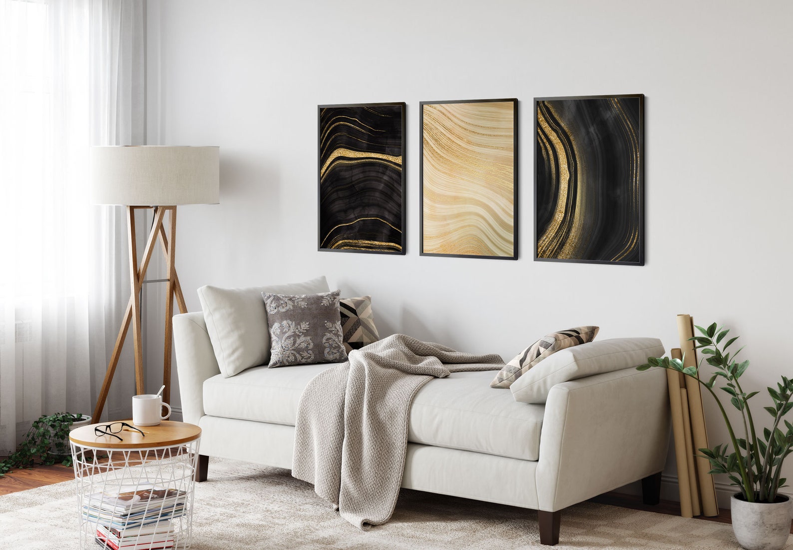 Black and Gold Wall Art Set of 3 Marble Wall Art Set of 3 Etsy