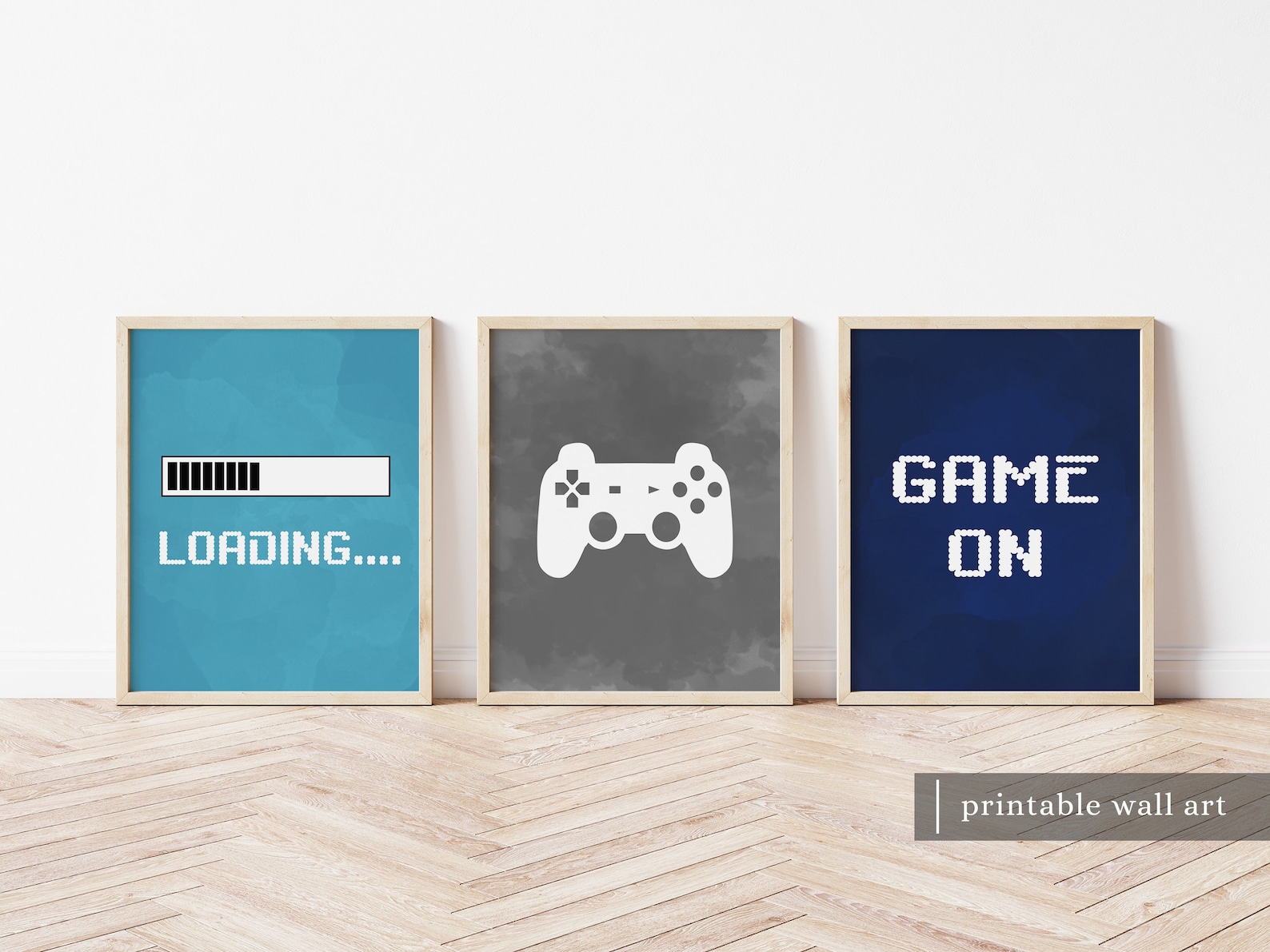 Video Game Wall Art Gaming Wall Art Set of 3 Blue Gray Etsy