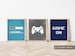Video Game Wall Art, Gaming Wall Art Set of 3, Blue Gray Nursery Prints for Boy, Gaming Prints Set, Gaming Room Decor, Video Game Party 