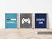 Video Game Wall Art, Gaming Wall Art Set of 3, Blue Gray Nursery Prints for Boy, Gaming Prints Set, Gaming Room Decor, Video Game Party