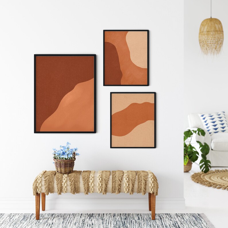 Burnt Orange Prints Set Terracotta Wall Art Burnt Orange Etsy