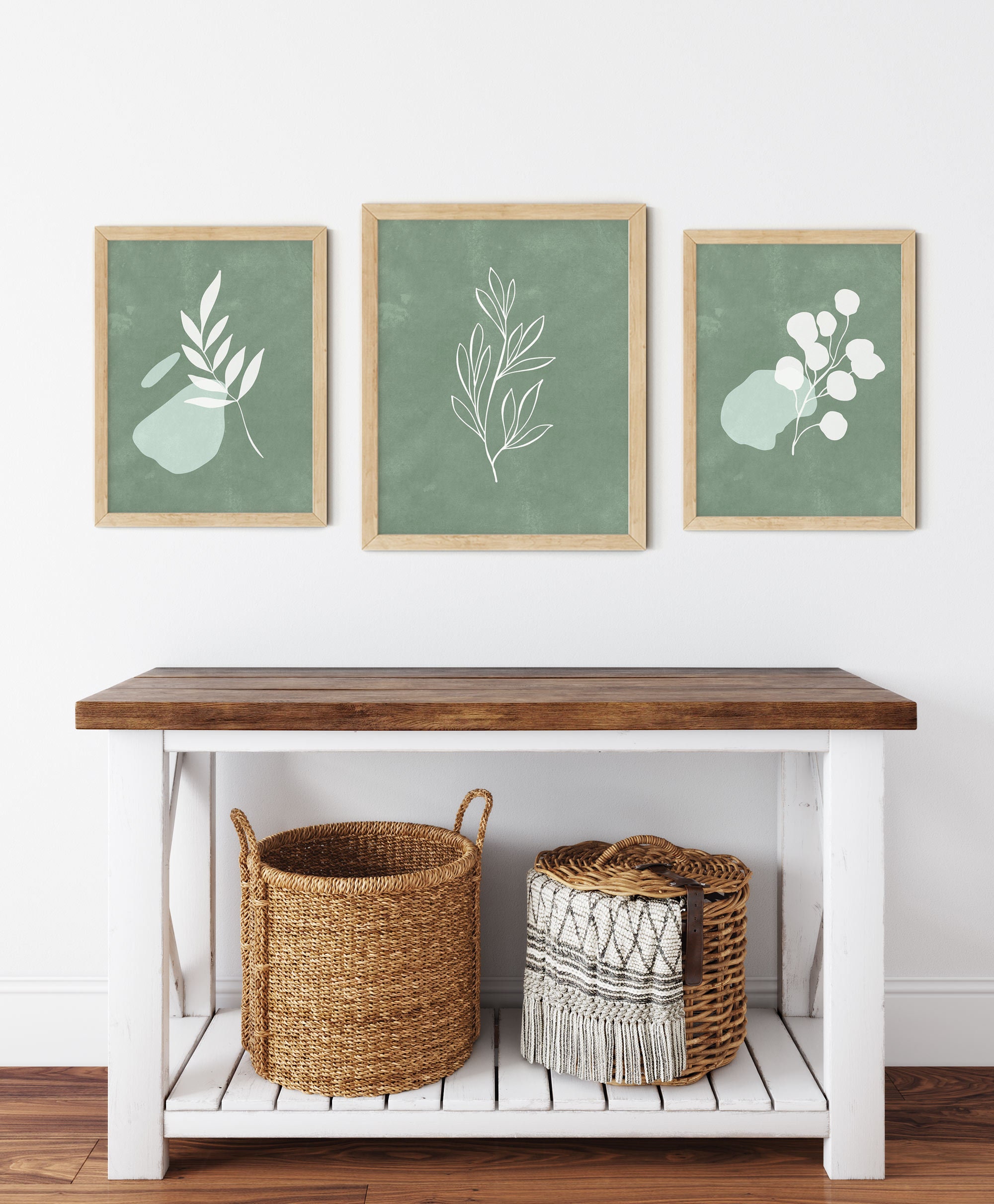 Sage Green Wall Art Modern Green Wall Art Set of 3 Abstract Etsy