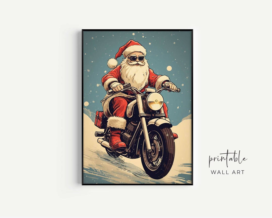 Vintage Christmas Wall Art Retro Santa Printable Art Etsy