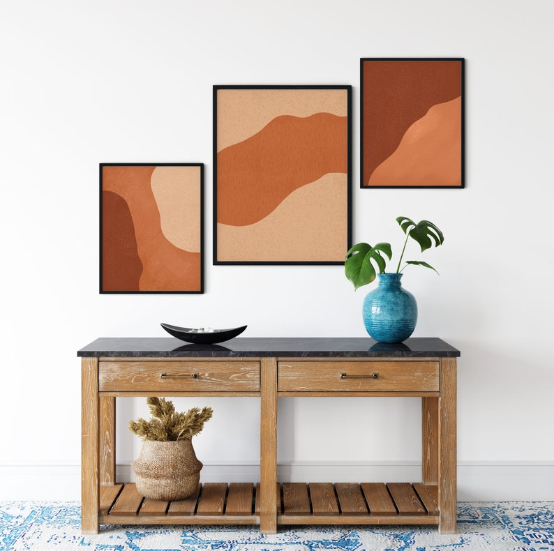Burnt Orange Prints Set Terracotta Wall Art Burnt Orange Etsy
