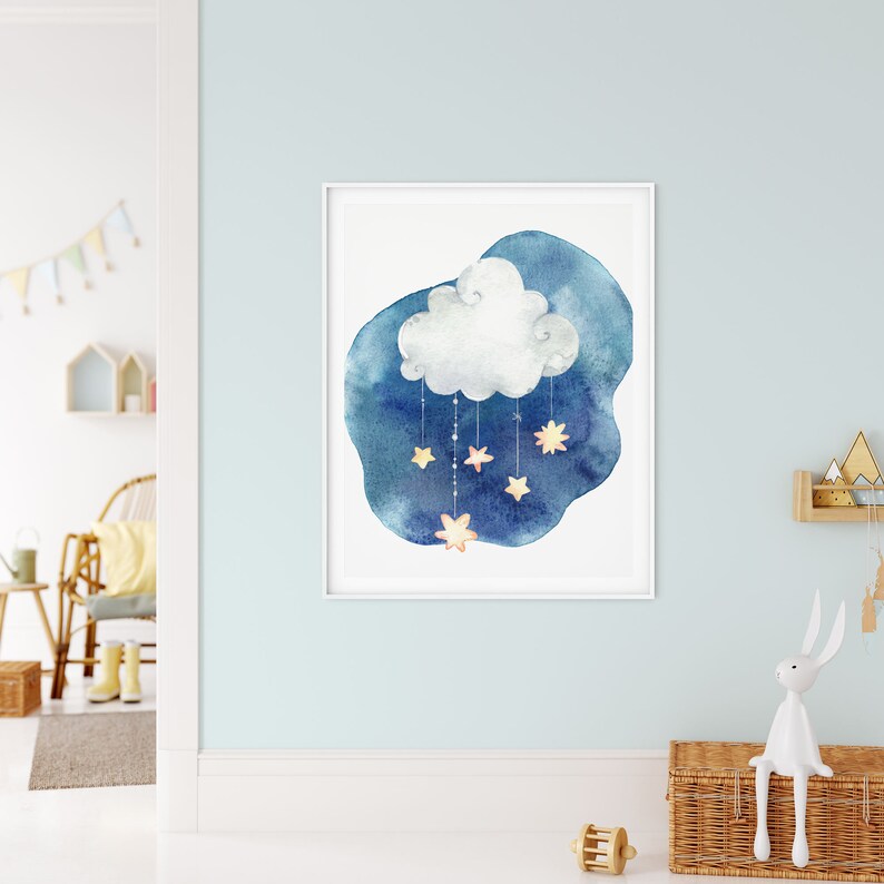 Cloud Nursery Wall Art Baby Boy Nursery Prints Cloud and Etsy