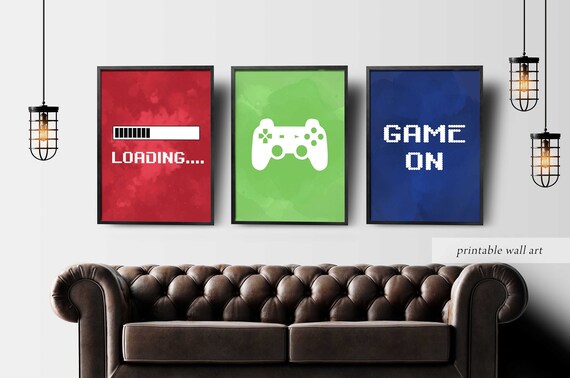 Video Game Wall Art, Gaming Wall Art Set of 3, Gaming Prints Set, Gaming Room Decor, Printable Wall Art, Video Game Party, Video Game Poster