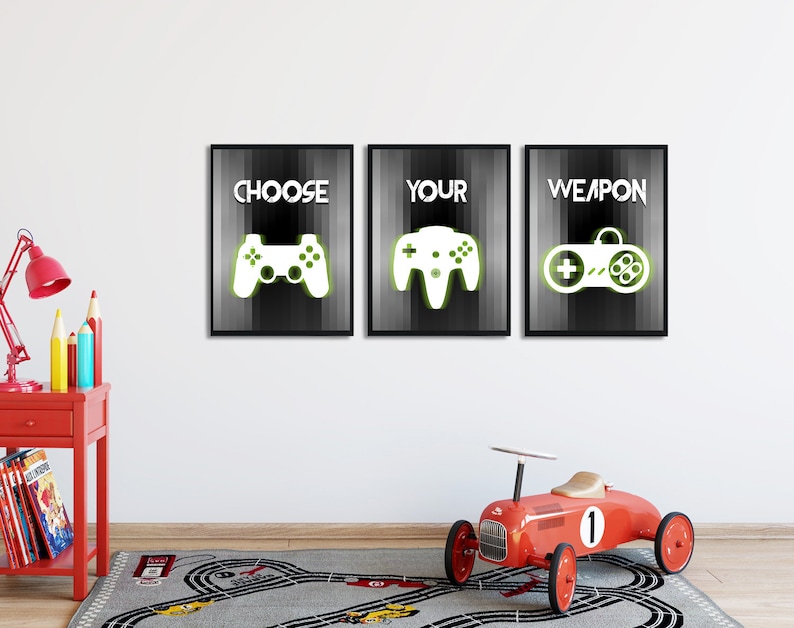 Gaming Prints Set Gaming Wall Art Set of 3 Video Game Wall Etsy