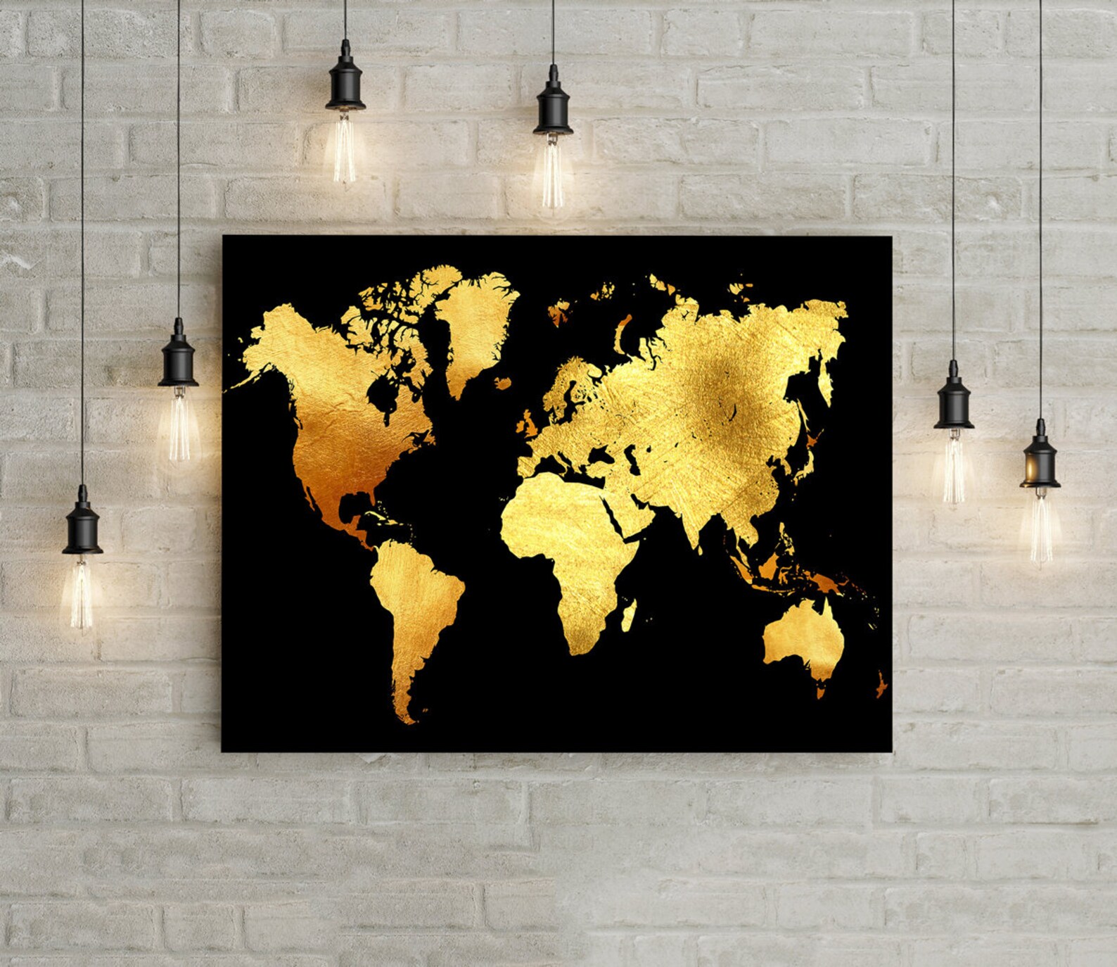 Black and Gold Wall Art Printable World Map Wall Art Instant | Etsy
