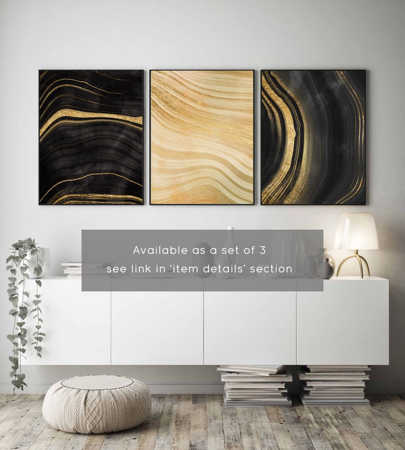 Black and Gold Wall Art Set of 2 Marble Wall Art Set of 2 Etsy