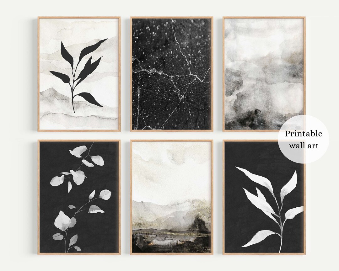 Black and White Wall Art Prints, Modern Gallery Wall Art, Black and ...