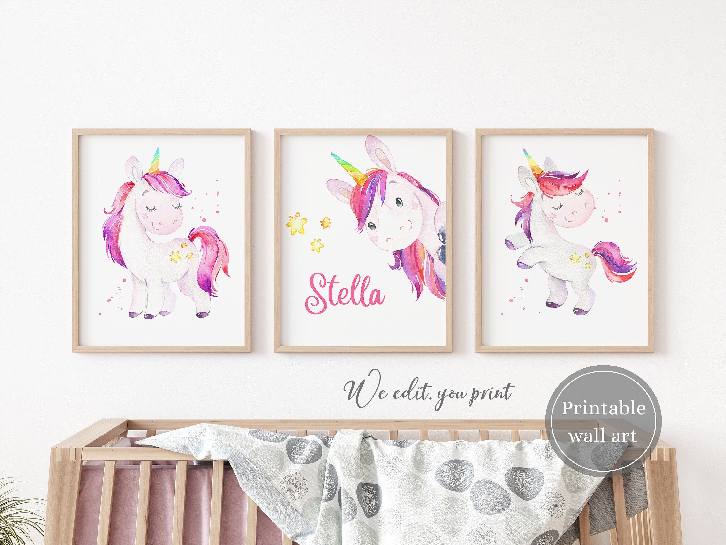 Prints Art & Collectibles Printable Baby Unicorn Nursery Prints Nursery ...