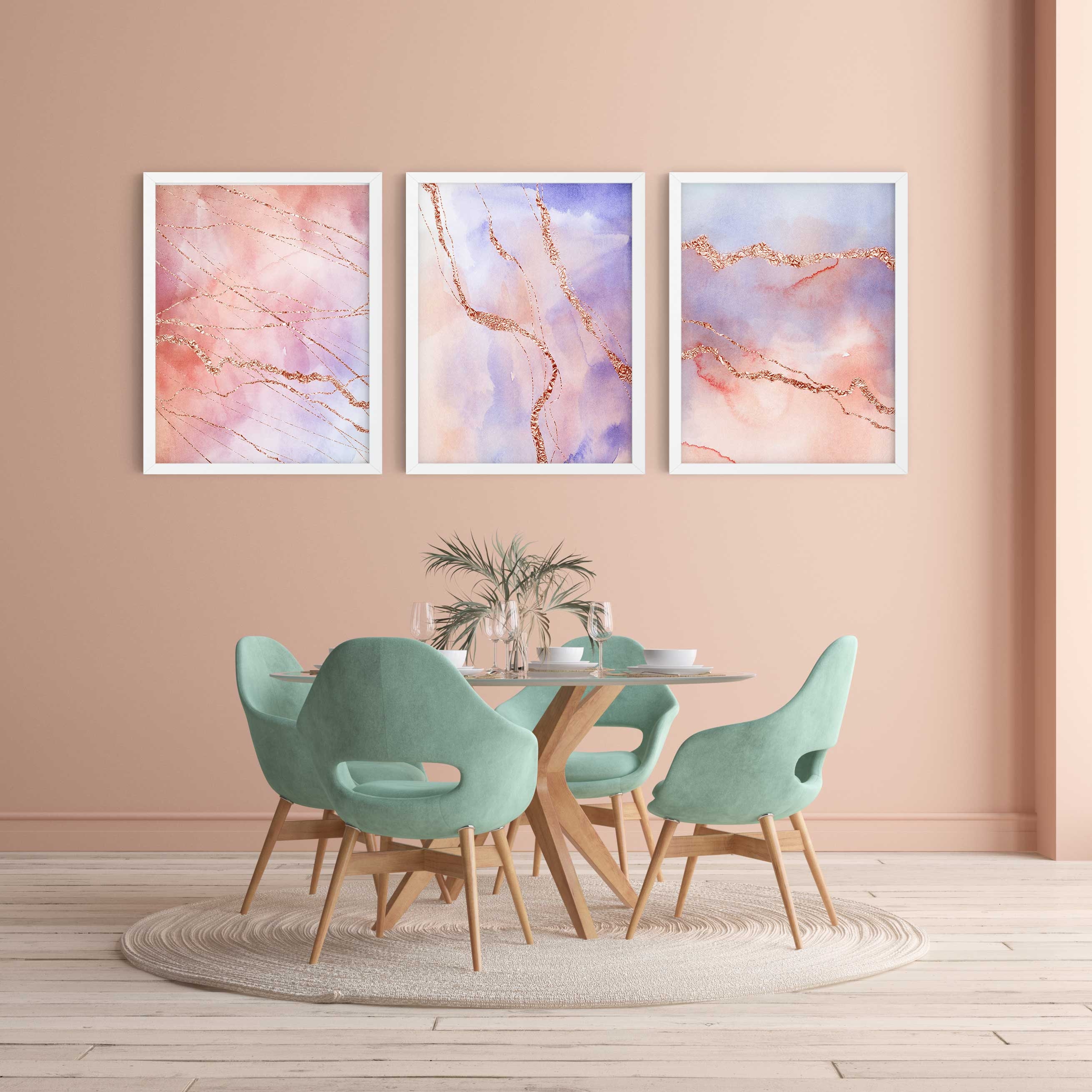 Abstract Pink Wall Art Digital Blush Pink Wall Art Set of 3 Etsy