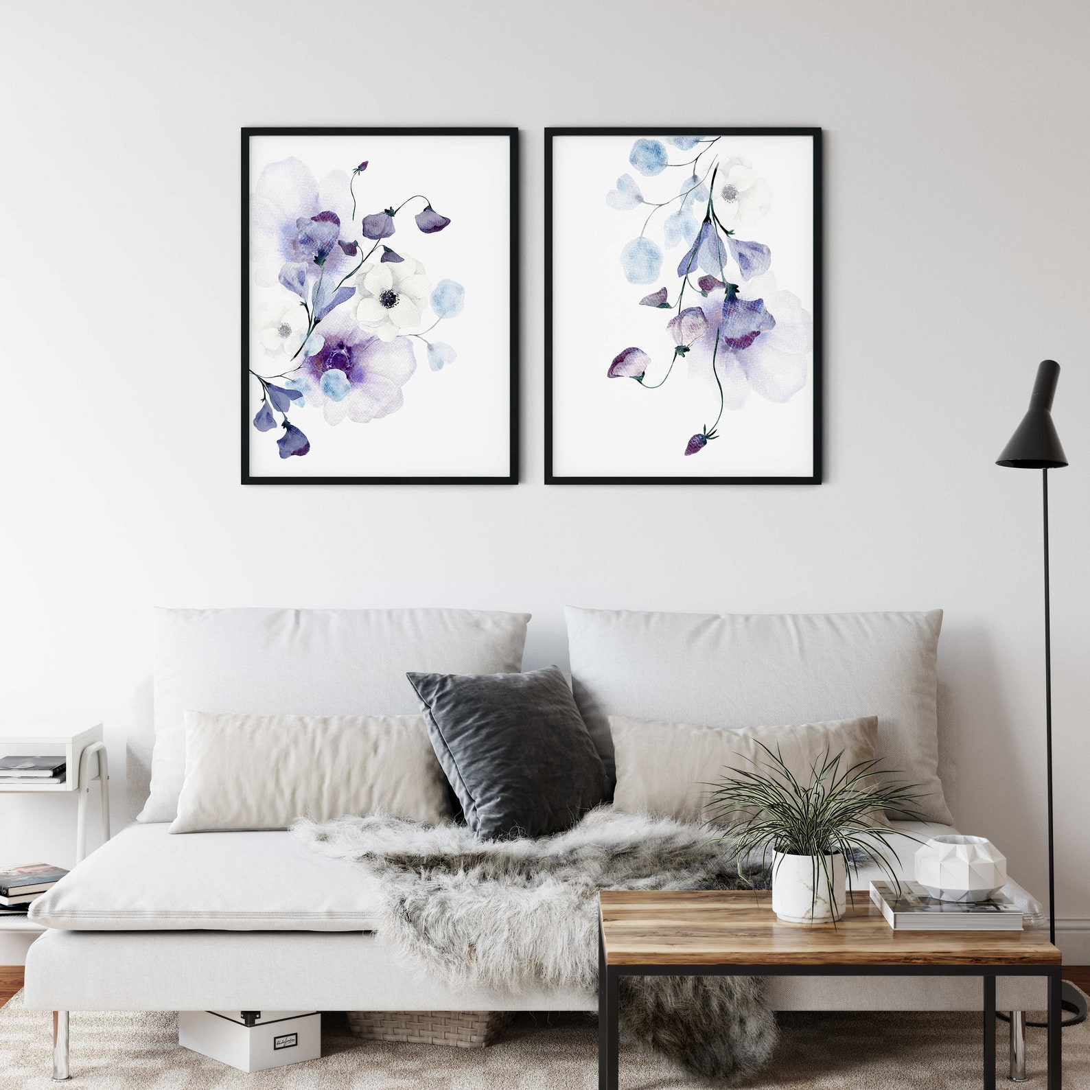 Purple Floral Wall Art Set of 2 Lilac Wall Art Lavender Etsy