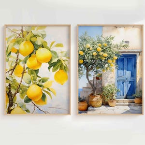 Mediterranean Wall Art Set, Lemon Wall Art, Greece Wall Art, Mediterranean Prints, Italian Art, Mediterranean Decor, Italy Wall Art