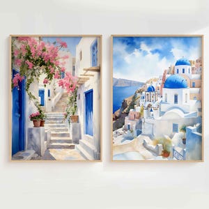 Greece Wall Art Print, Santorini Wall Art, Mediterranean Wall Art Print, Greek Print, Santorini Digital Art, Mediterranean Decor
