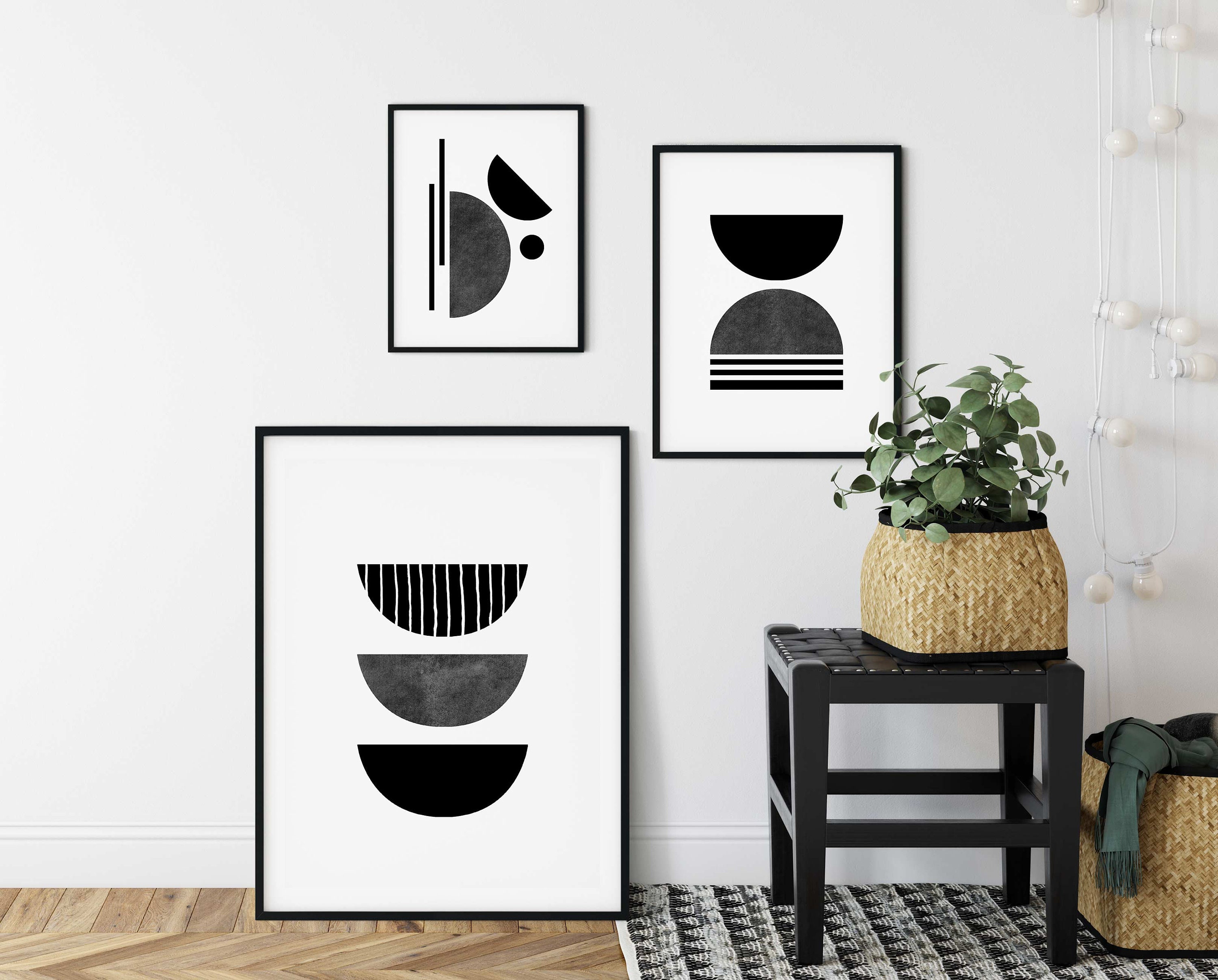 Black and White Wall Art Set of 3 Black and White Prints Etsy