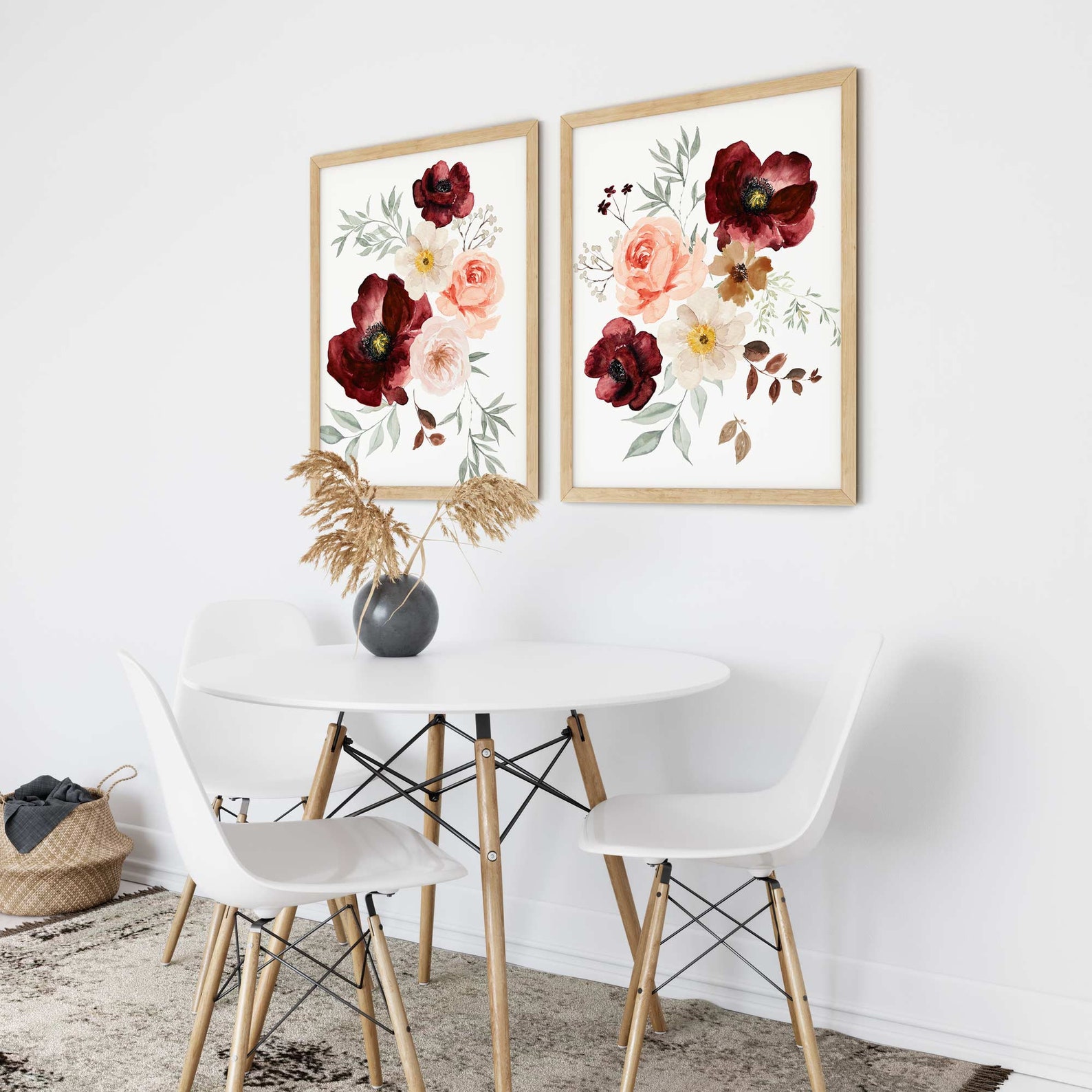 Burgundy Wall Art Botanical Wall Art Prints Burgundy Wall Etsy