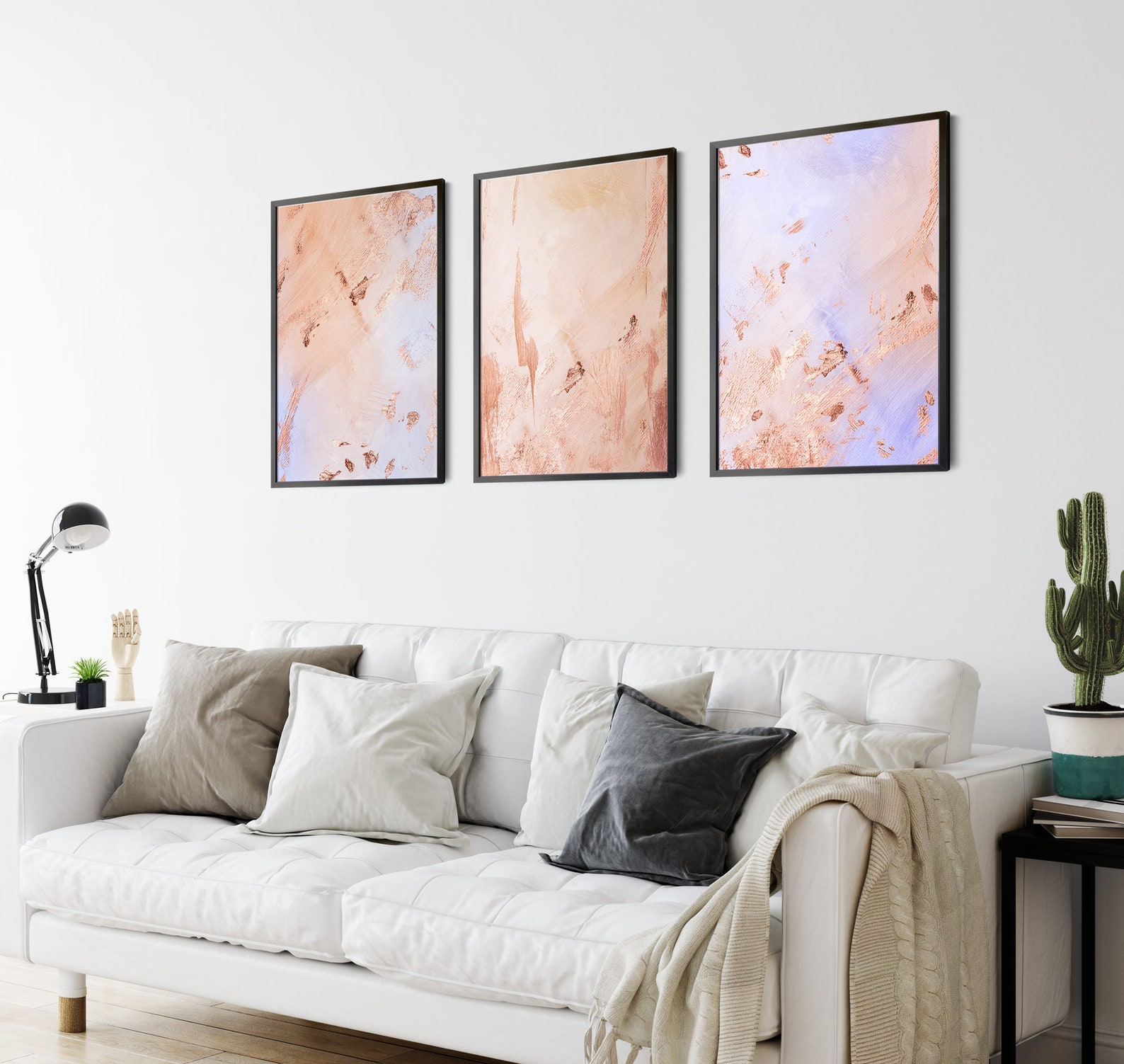 Blush Wall Art Set of 3 Blush Pink Art Prints Rose Gold Wall Etsy