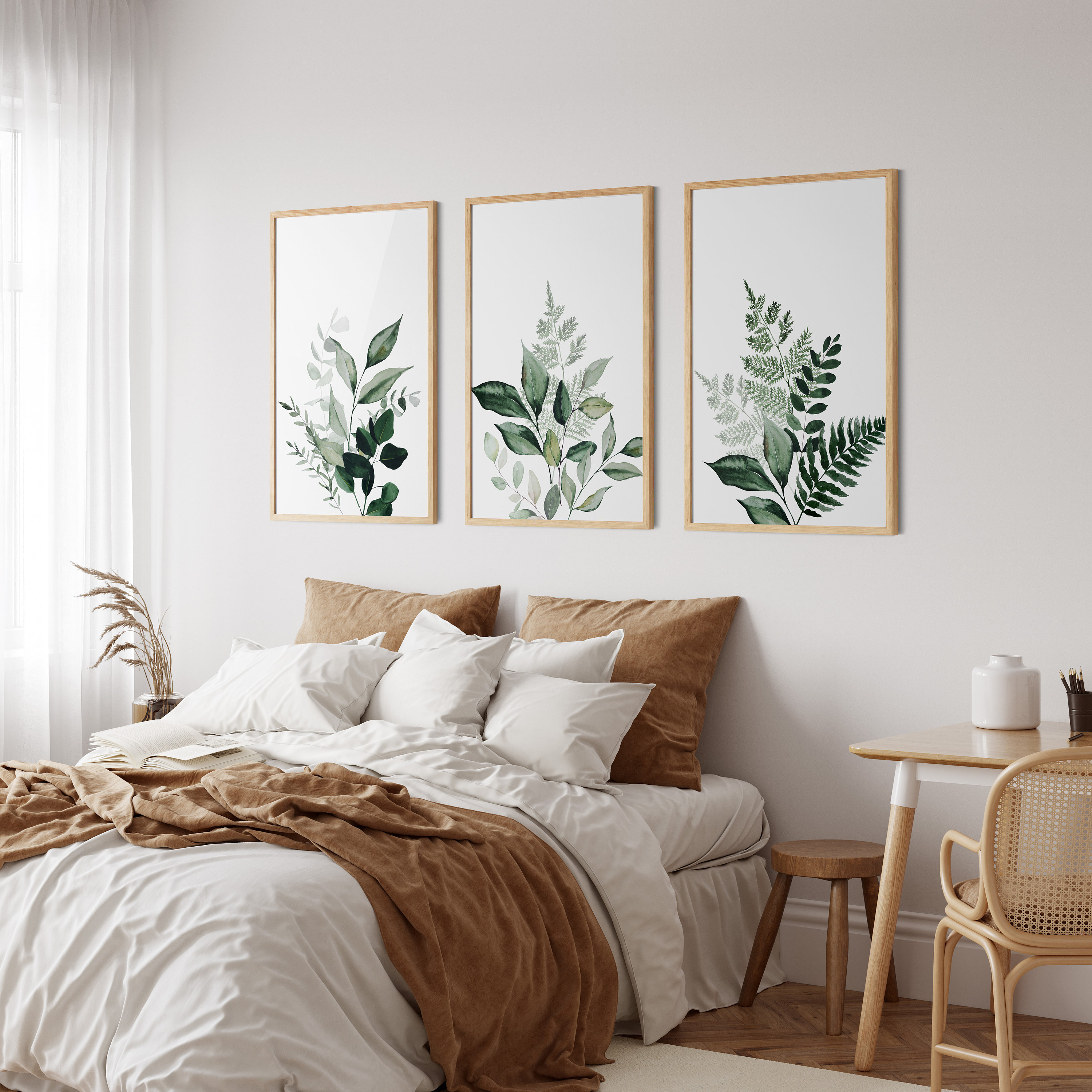 Botanical Wall Art Prints, Botanical Wall Art Set of 3 Digital, Leaf ...