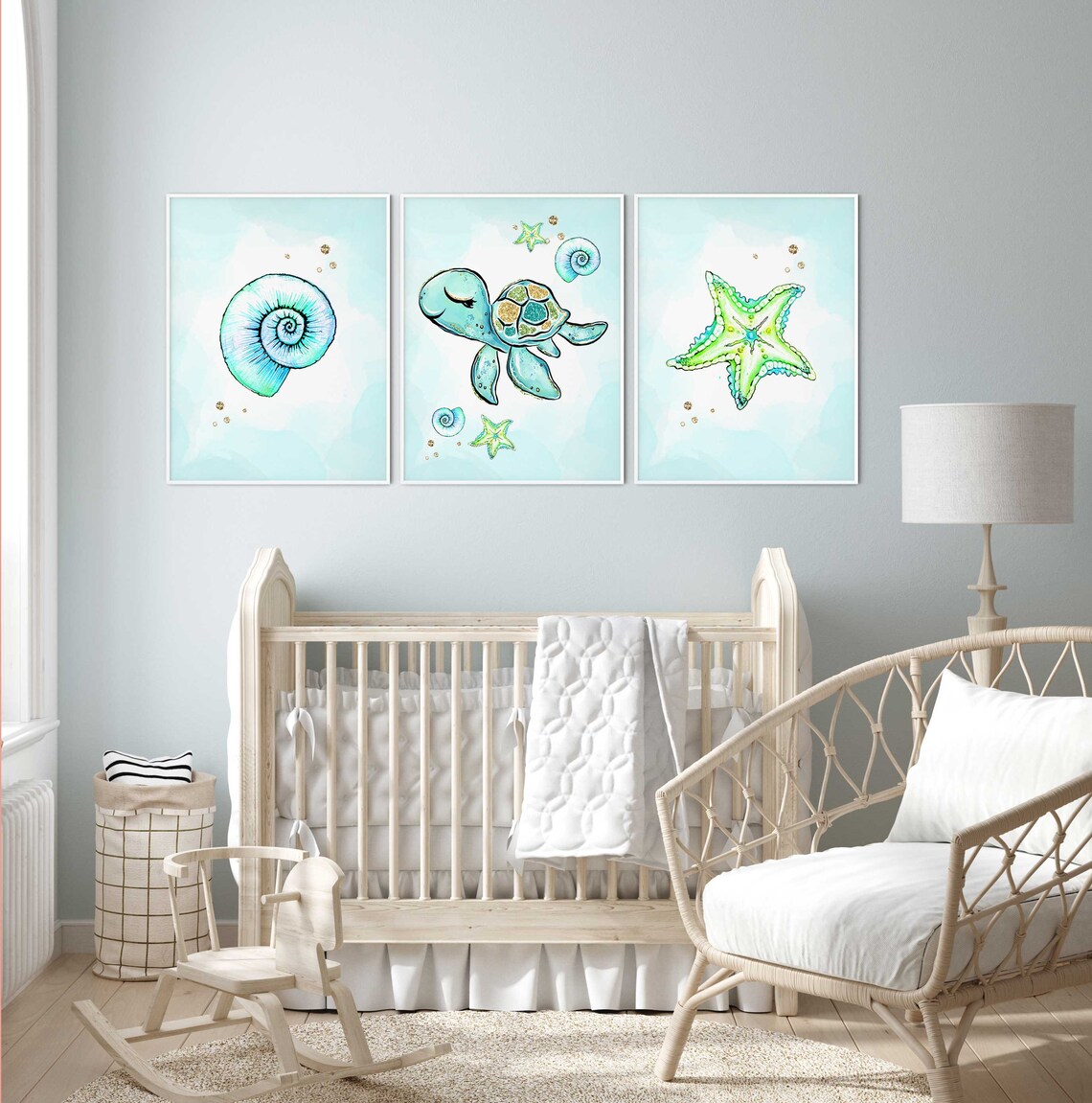 Ocean Nursery Wall Art Set of 3 Under the Sea Nursery Prints Etsy