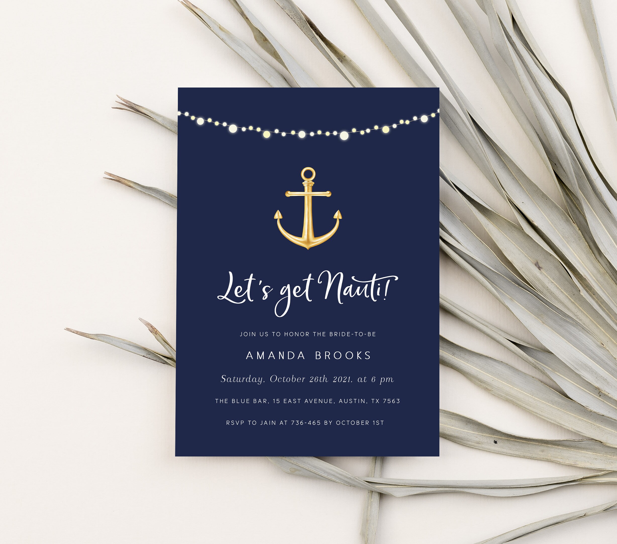 Nautical Bachelorette Party Invitations Printable Anchor | Etsy