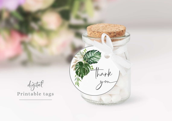 Tropical Thank You Tags Printable Tropical Wedding Thank You | Etsy