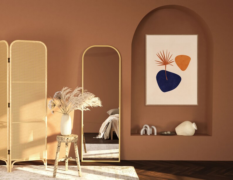 Navy Blue Orange Wall Art Mid Century Modern Print Modern Etsy Canada