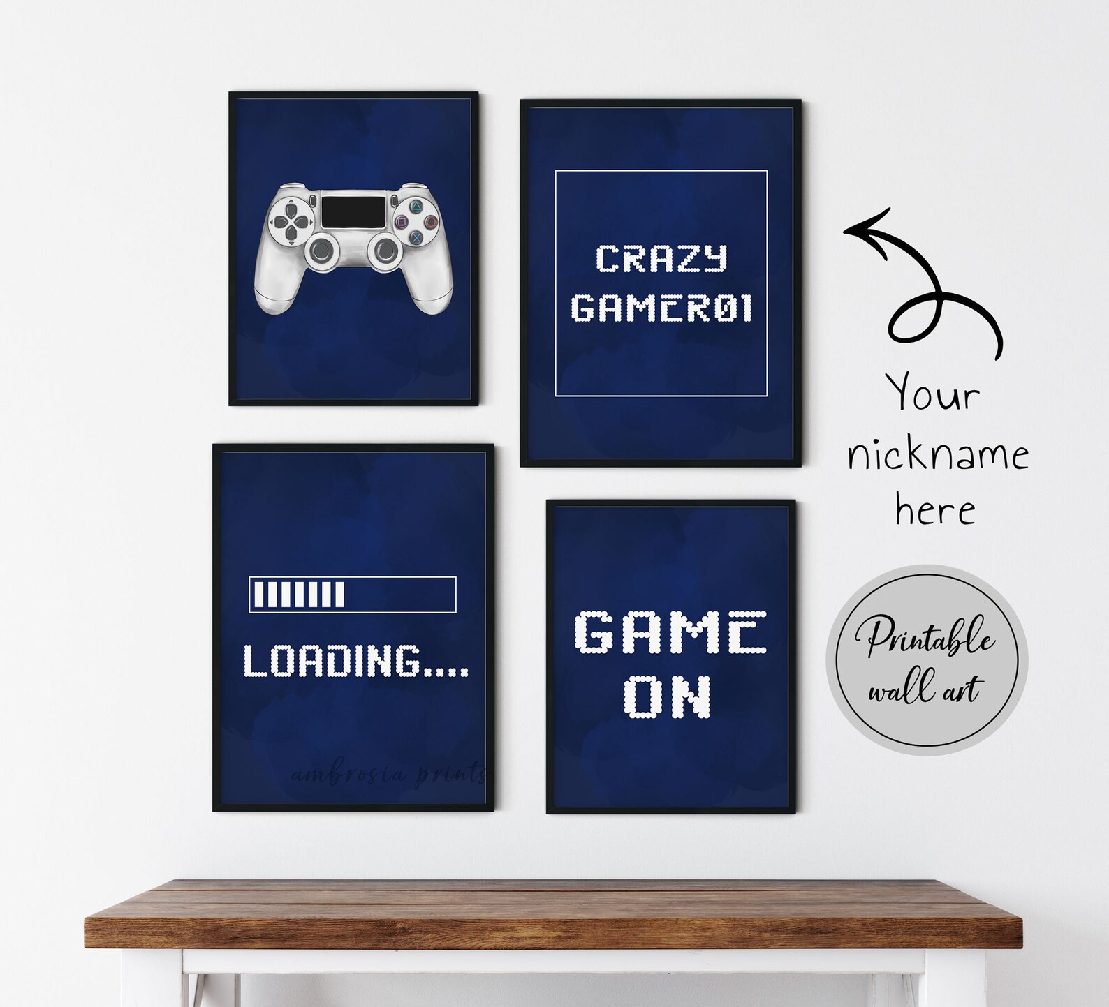 Gaming Wall Art Set of 4 Video Game Wall Art Custom Gamer Etsy