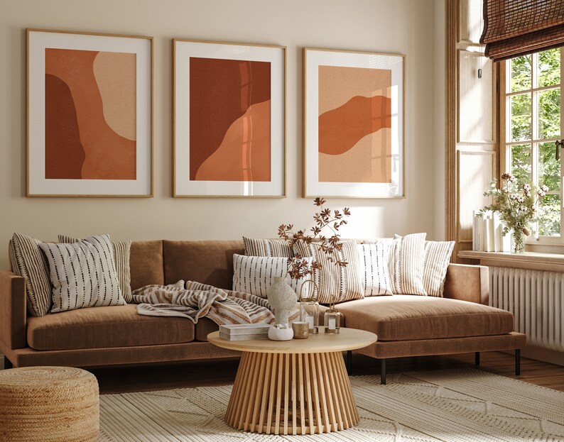 Burnt Orange Prints Set Terracotta Wall Art Burnt Orange Etsy
