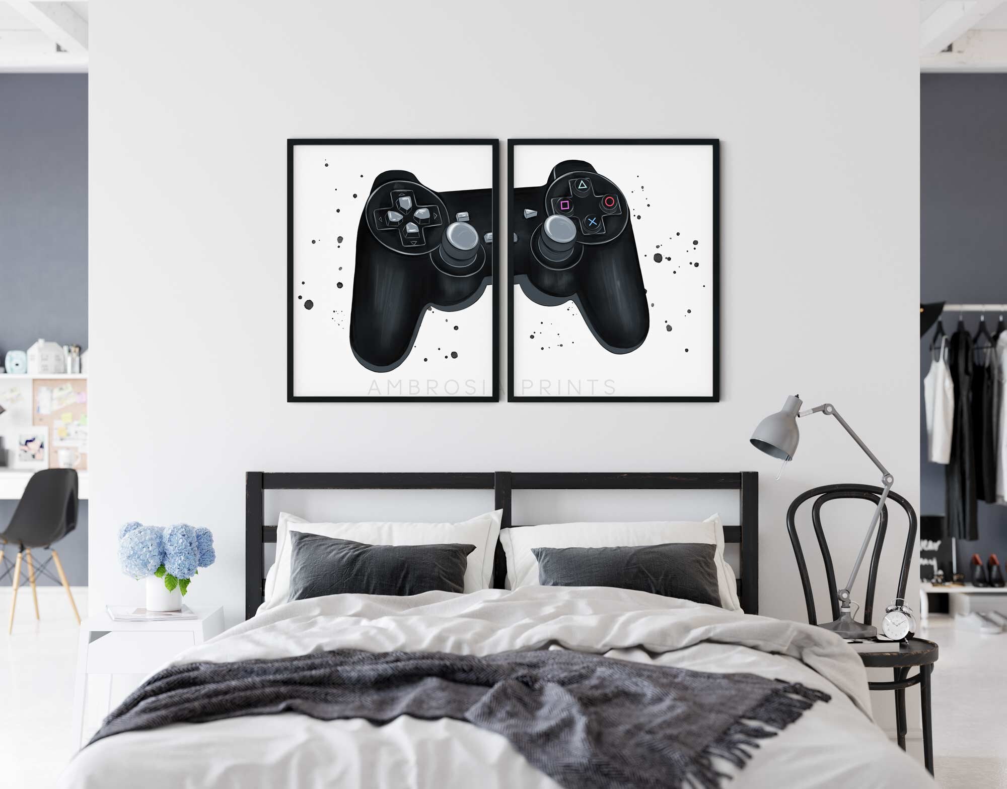 Gaming Wall Art Set of 2 Printable Gaming Prints Set Geek Etsy