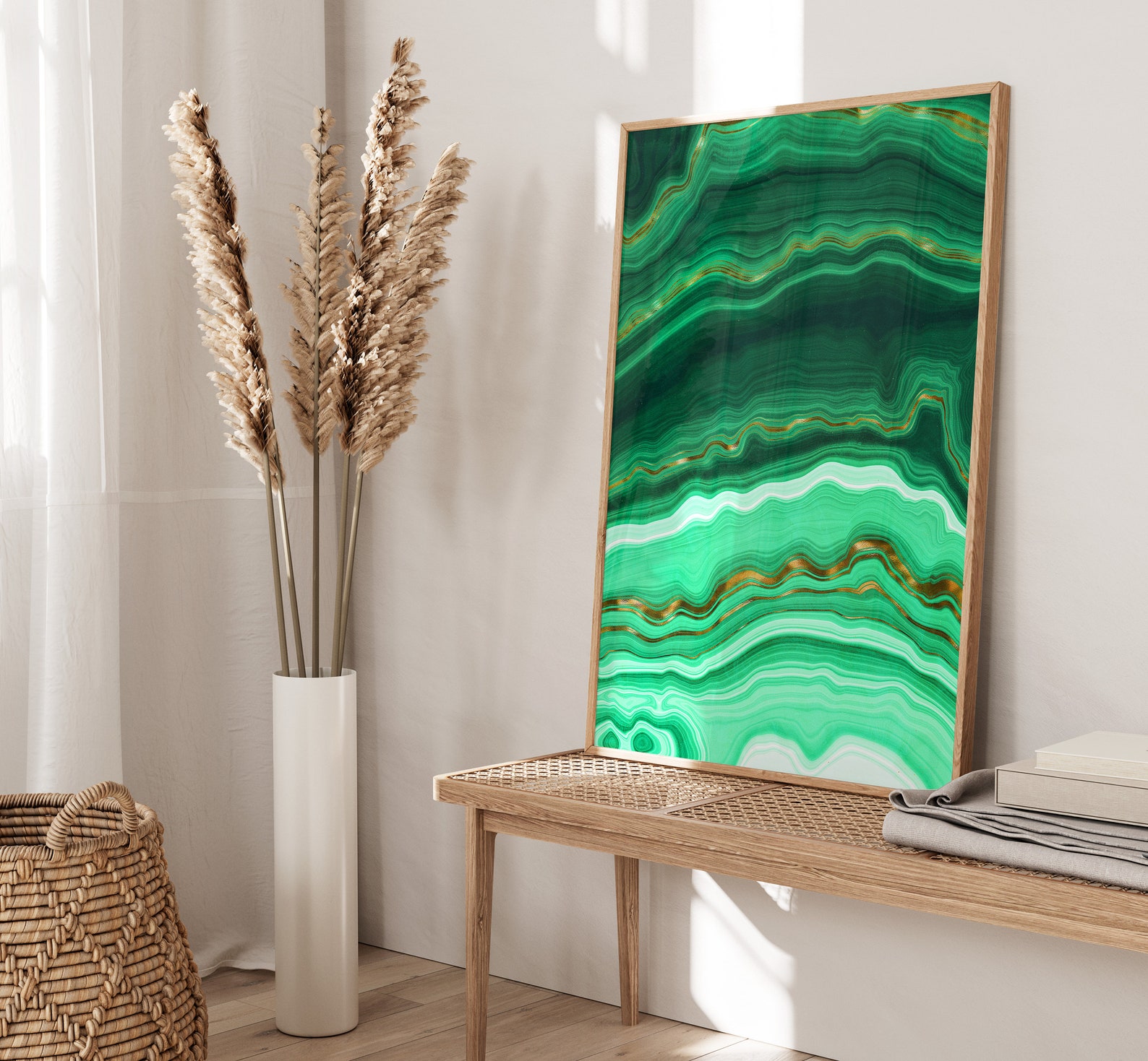 Emerald Green Wall Art Marble Wall Art Set Modern Green Wall Etsy