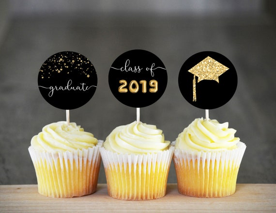 Black And Gold Graduation Party Decorations Printable Class Etsy