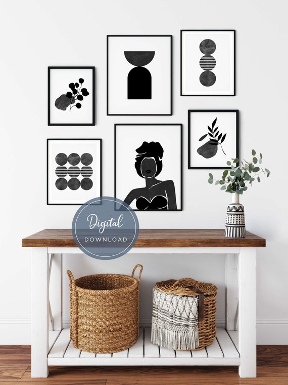 Black and White Wall Art Set of 6 Modern Minimalist Wall Art | Etsy
