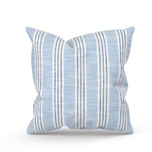 Thibaut Southport Stripe Pillow Cover: Sky Blue Navy Indoor/Outdoor