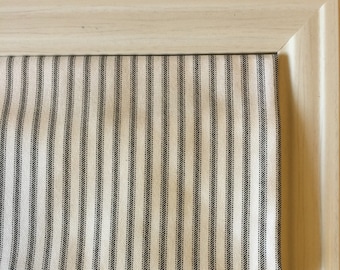Custom Roman Shade in Classic Ticking Black and White