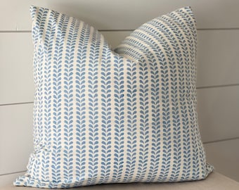 Schumacher Bindi Blue Pillow Cover: Hand Blocked Designer Pillow