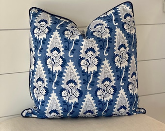 Thibaut Cornwall Anna French Blue Pillow Cover/Designer Pillow/ Decorative Throw Pillow/ Pillow Case with Zipper