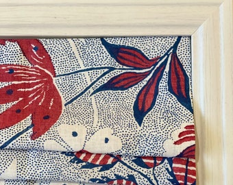 Anna French Indienne Roman Shade: Blue & Red Floral Fabric