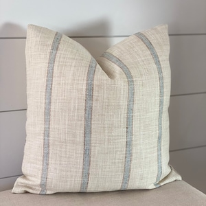 P/Kaufmann Lagoon Pillow Cover: Cream & Aqua Striped Throw Pillow