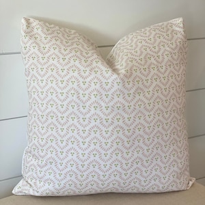Anna French Wynford Pink and Green Pillow Cover/Designer Pillow/ Decorative Throw Pillow/ Pillow Case with Zipper