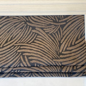 Custom Roman Shade in Black and Tan Leaf Frond Fabric by Kravet