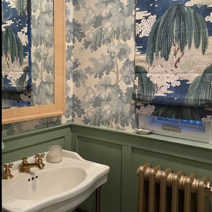 NEW Thibaut Willow Tree Roman Shade in Navy