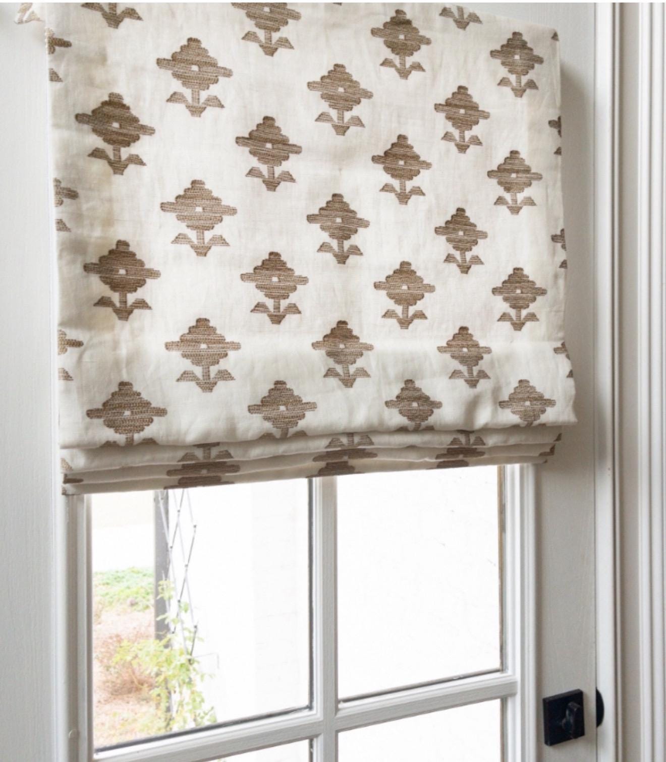 Schumacher Rubia Embroidery Custom Roman Shade Shown in Ivory - Etsy