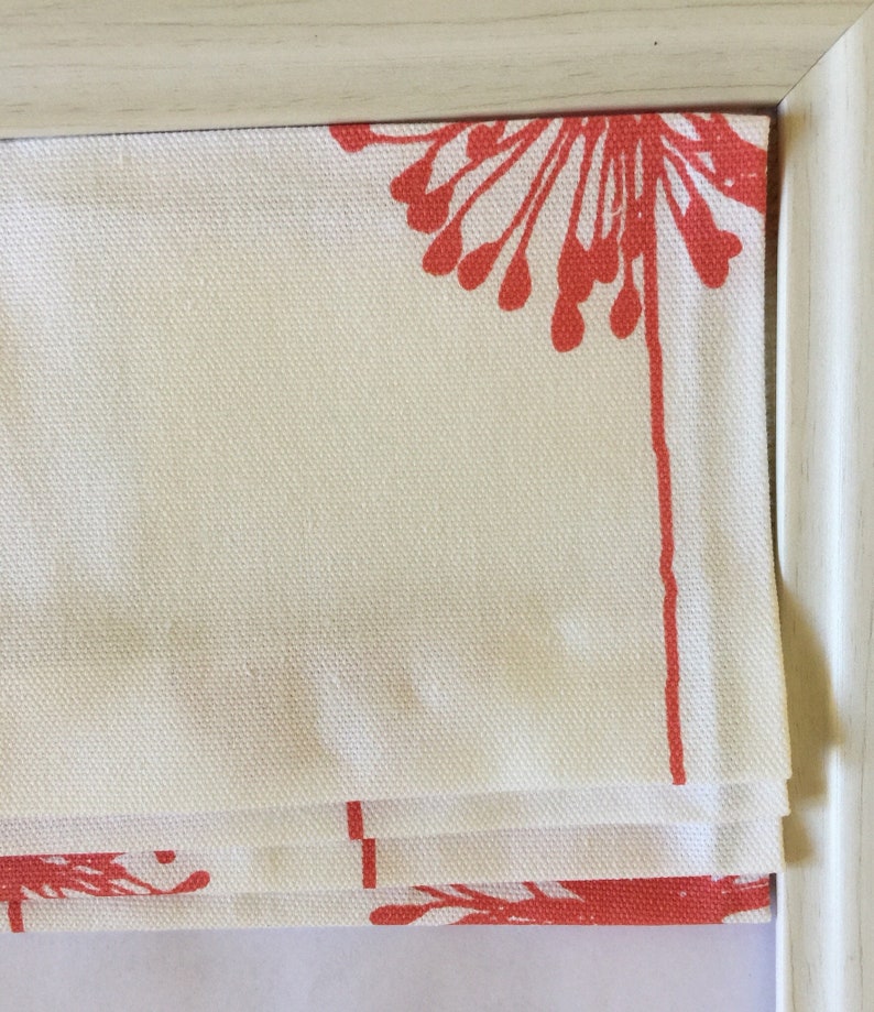 Custom Roman Shade in Coral and White Dandelion image 4